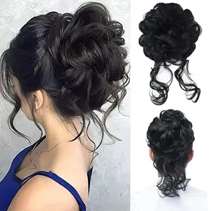 Messy Bun Hair Piece Tousled Updo Hair Buns Extension Elastic Hair Band Hair Pieces Curly Synthetic Hair Bun Scrunchie For Women VOSILK