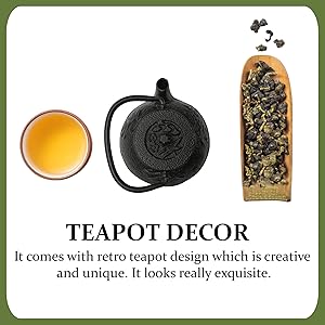 50ml(1.7oz) Mini Cast Iron Teapot, Imitation Japanese Kettle with Copper Handle and Bamboo Root Beam, Perfect for Home Tea and Coffee Serveware Decoration - Mini size only – fits in your palm