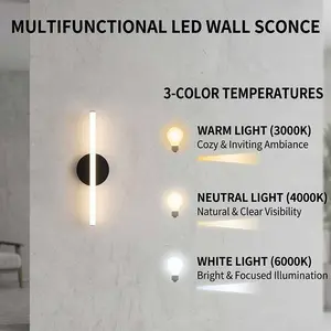 Modern Minimalist Three-Temperature Wall Lamp, LED Energy-Saving Light, Round Base, Easy Installation, Fits Various Styles