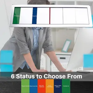 Office Door Signs 6 Options, Do Not Disturb, Please Knock, in a Meeting, Out of Office, Remote Work, Privacy Door Slider Sign, Silver Color