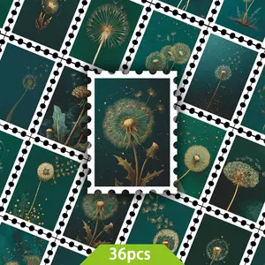 36pcs Vintage Stamp Style Dandelion Stickers, Beautiful Plant Stickers for Journals, Scrapbooks, Elegant Moss Floral Set for DIY Planning Books