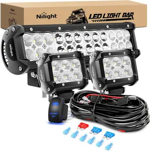 Nilight 12 Inch 72W Led Light Bar Spot Flood Combo 2PCS 4 Inch 18W Led Pods Boat Lights Driving Fog Lights Work Light for Trucks Off Road w/Rocker Switch Wiring Harness- 3 Leads  dealsforyoudays