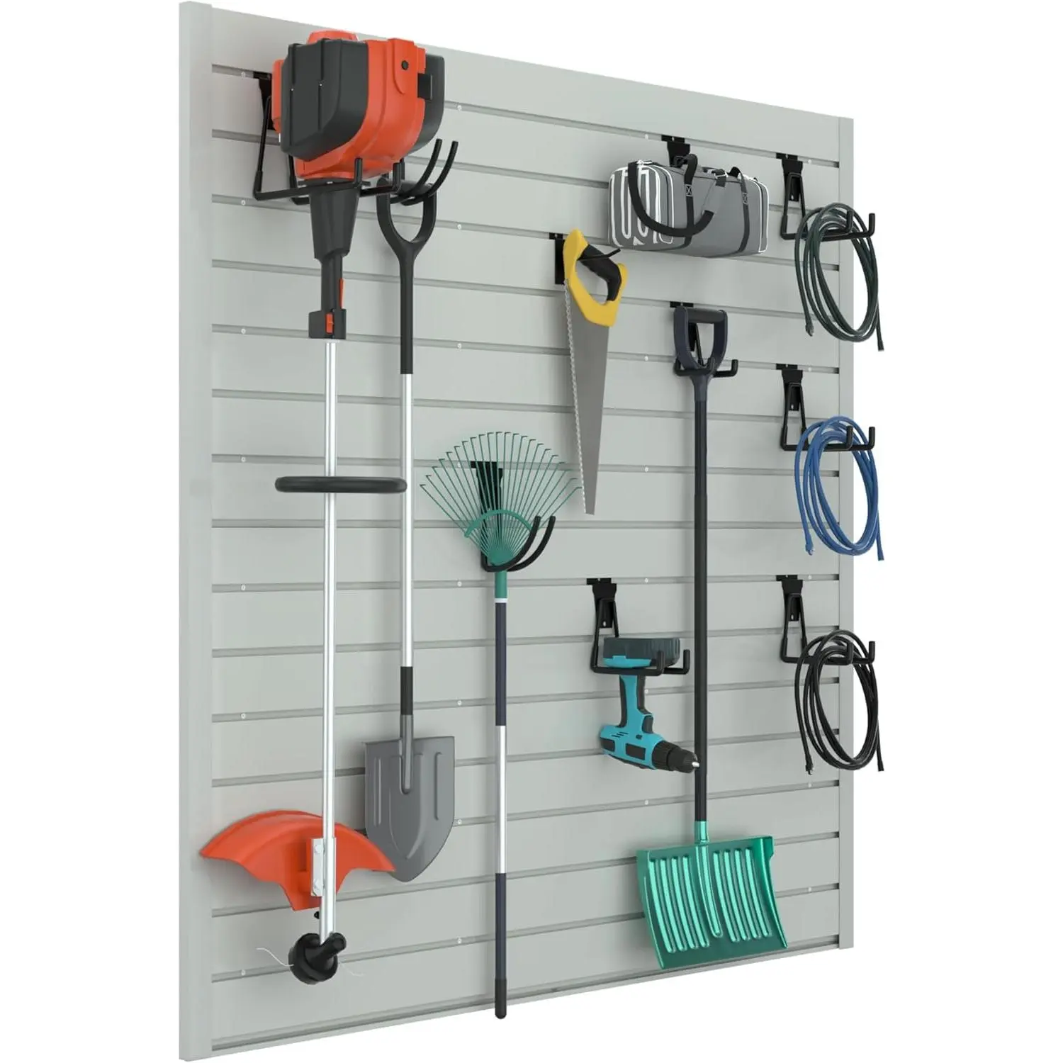 PVC Slat Wall Panels,4ft by 4ft (16 sqft) Garage Wall Organizer Storage System,Interlocking Slatwall Paneling Sheets,Workshop Slatwall Shelves Tools Organization,Wall Mounted Storage Rack