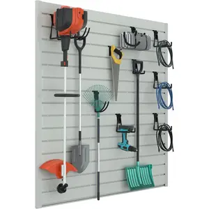 PVC Slat Wall Panels,4ft by 4ft (16 sqft) Garage Wall Organizer Storage System,Interlocking Slatwall Paneling Sheets,Workshop Slatwall Shelves Tools Organization,Wall Mounted Storage Rack