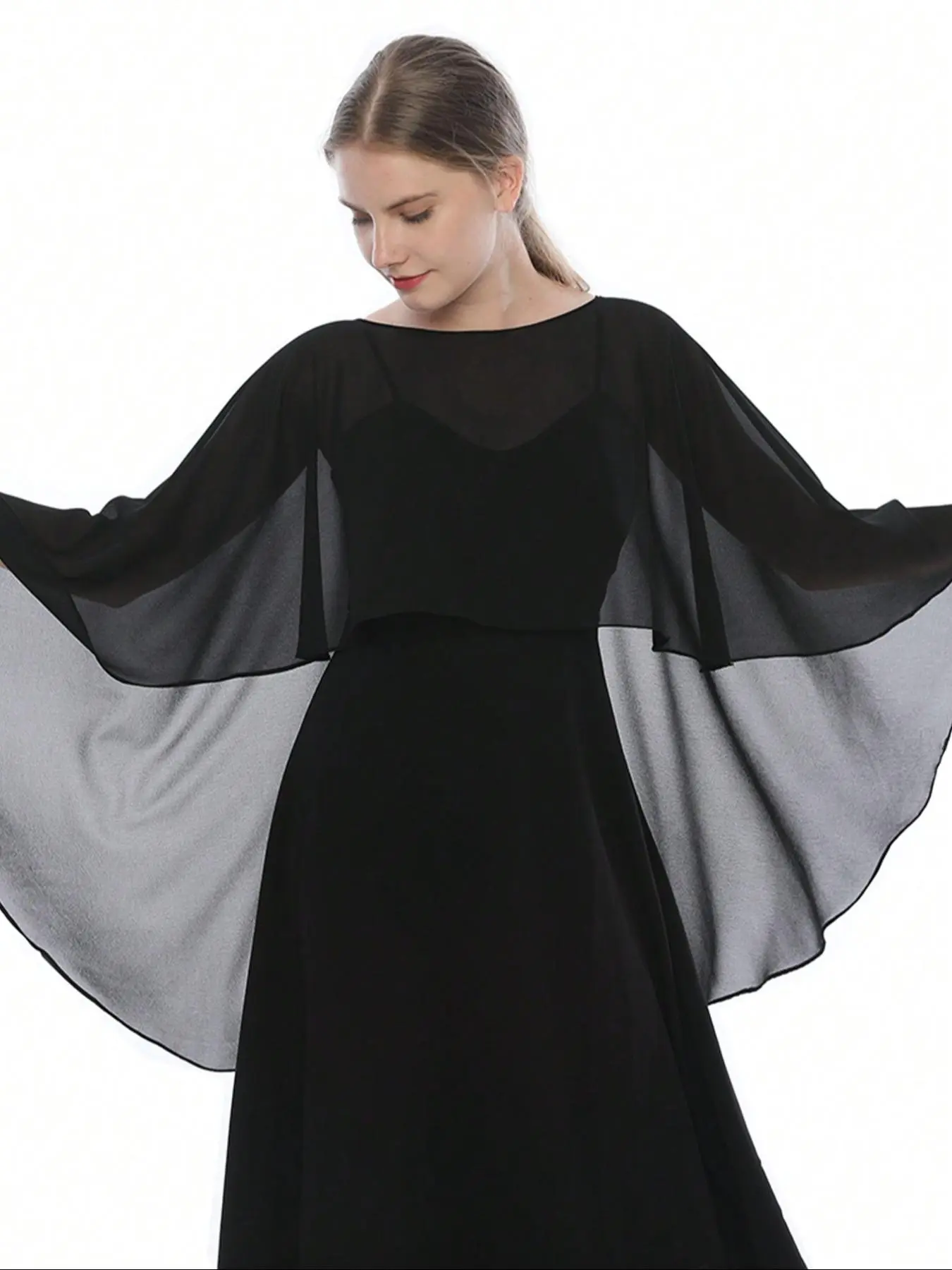 Women's Chiffon Lightweight Casual Soft Shawl Poncho Cape, Colorful, Solid & Plain Design, Ideal for All-Seasons, Fitted Style, Essential Accessory for Outdoors, Beach, Trendy Solid Shawl, Fashion Shawl
