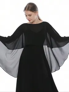 Women's Chiffon Lightweight Poncho Shawl Cape, Colorful, Solid & Plain Design, Ideal for All-Seasons, Fitted Style, Essential Accessory for Outdoors, Beach