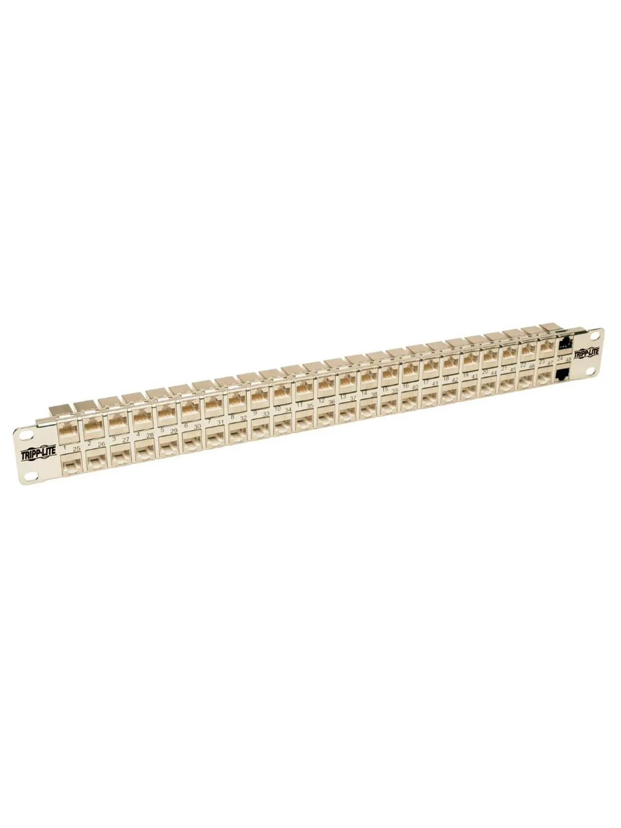 Tripp Lite TRL-N254-048SH6A 1U Rackmount STP Shielded Cat6a FeedThrough Patch Panel with Shielded Ports, RJ45 Ethernet Patch Panels