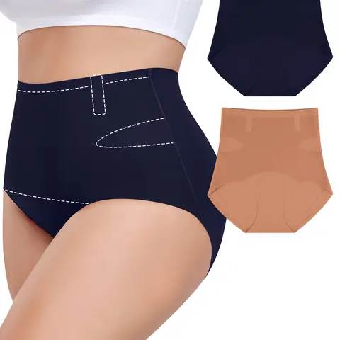 No Curling Tummy Control Panties for Women Ultra High Waisted Compression Body Shapewear Soft Seamless Fabric Leg Smooth Minimalist Basic