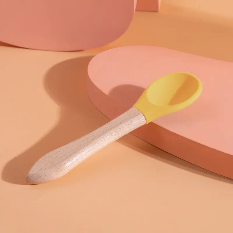 Yellow (silicone spoon with wooden handle)
