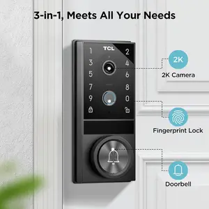 TCL D1 Max Smart Lock  See, Talk & Unlock in One |  2K Cam + WiFi + Fingerprint |  Works w/ App