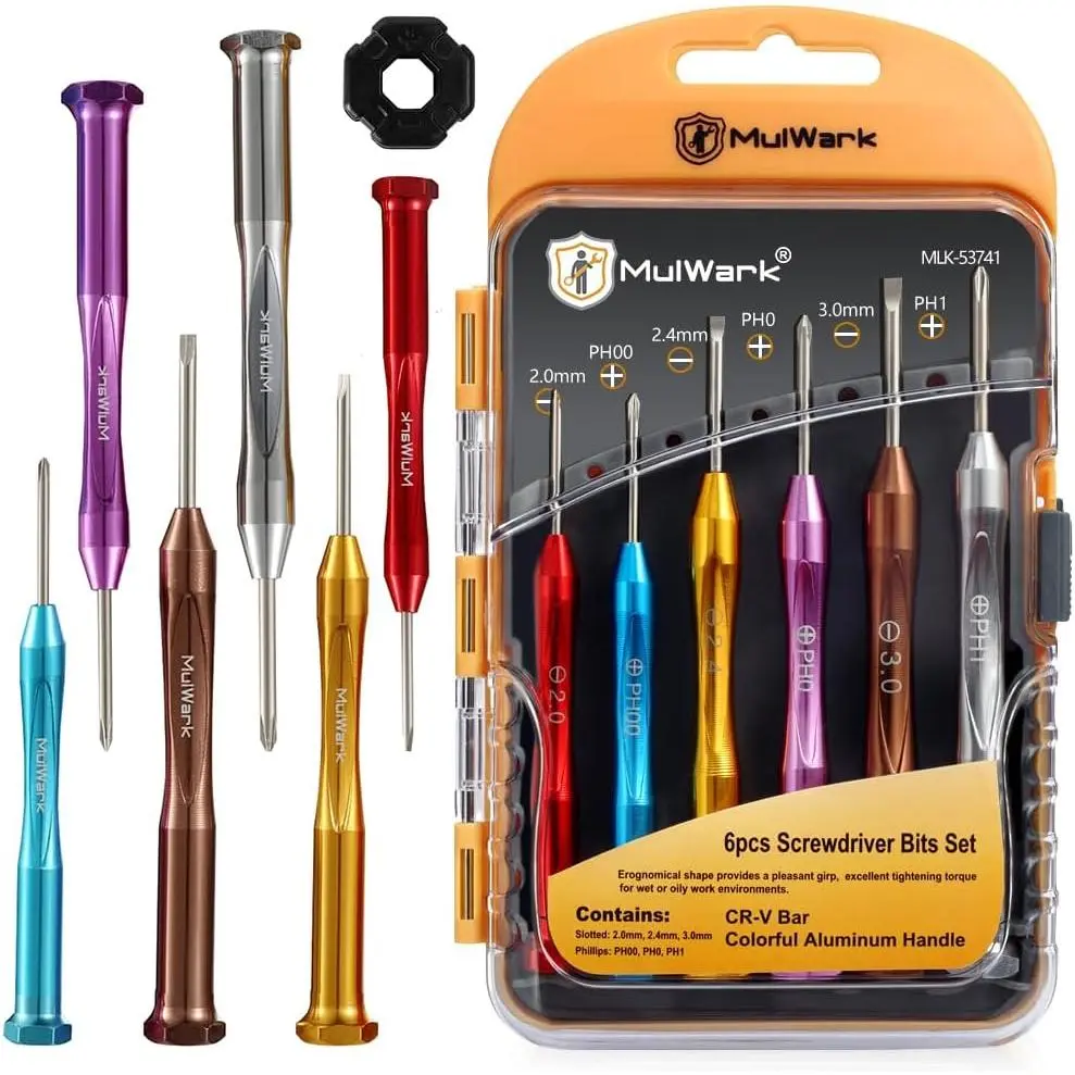 Screwdriver Set, 6pcs Mini Screwdriver Set, Micro Flathead and Screwdriver with Case for, Watches, Electronics, Phone And Computer