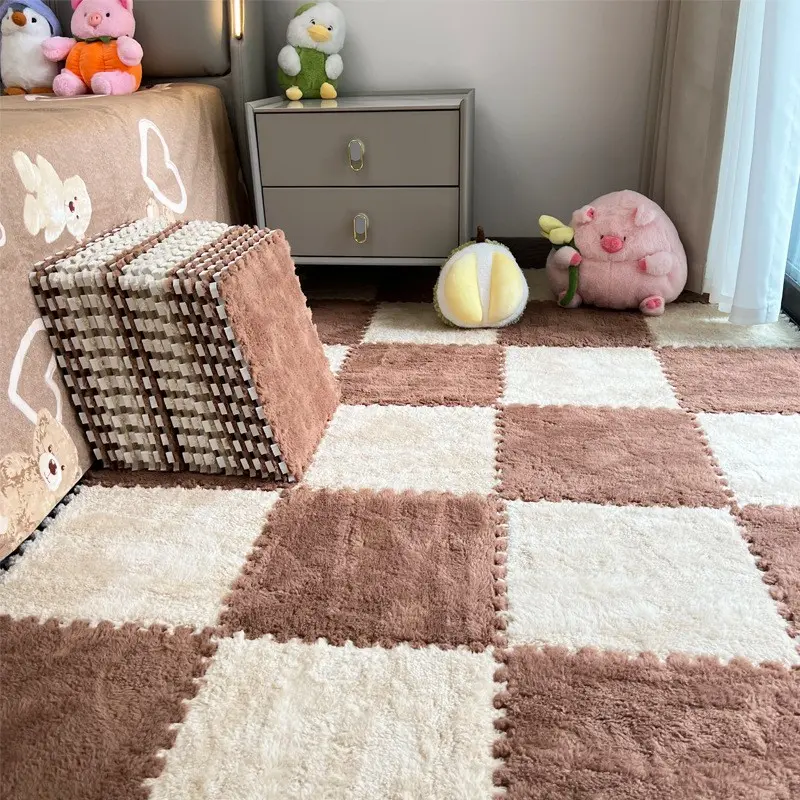 1 Pack 10 Pieces Plush Carpet Set, Style Bedroom Rug, Bedside Room Decor, Full Coverage Home Use, Customizable Patchwork Mat, Fluffy Area Rug, Fluffy Nursery Rug, Decorative Fluffy Rug, Home Decor Rugs