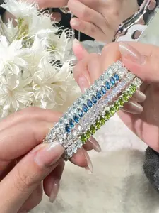 Adjustable Tennis Bracelet, Handmade DIY Elegant & Concise Style, Zircon Patchwork Design, All-Season Wear, No Choking Hazard