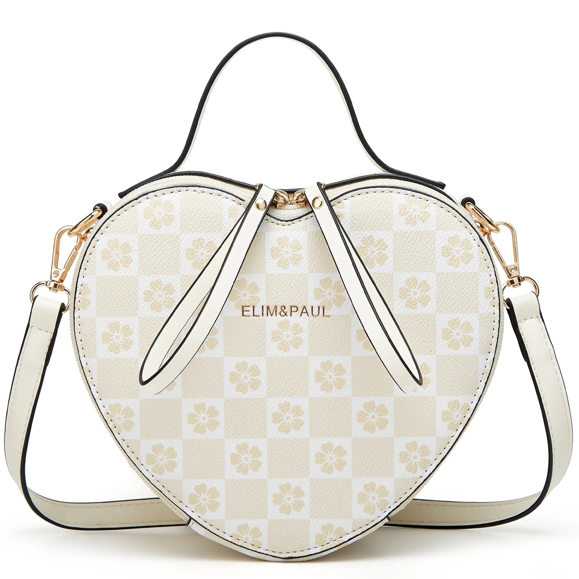 MAKES Women's Minimalist Heart-Shaped PU Leather Crossbody Purse - Waterproof Casual Daily Use Bag with Adjustable Shoulder Straps, Zipper Closure, Ideal Mother's Day Gift