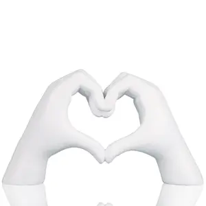 White Resin Hand Sculpture, 6.89x4.13 inches, Love Gesture Decorative