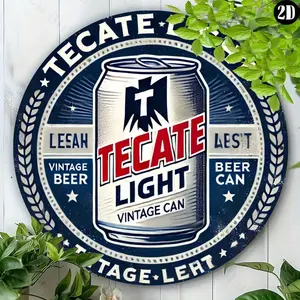 1pc 8x8 Inch Round Vintage Beer Aluminum Wall Art Durable Metal Sign Ideal Decor for Home Bar Office Man Cave