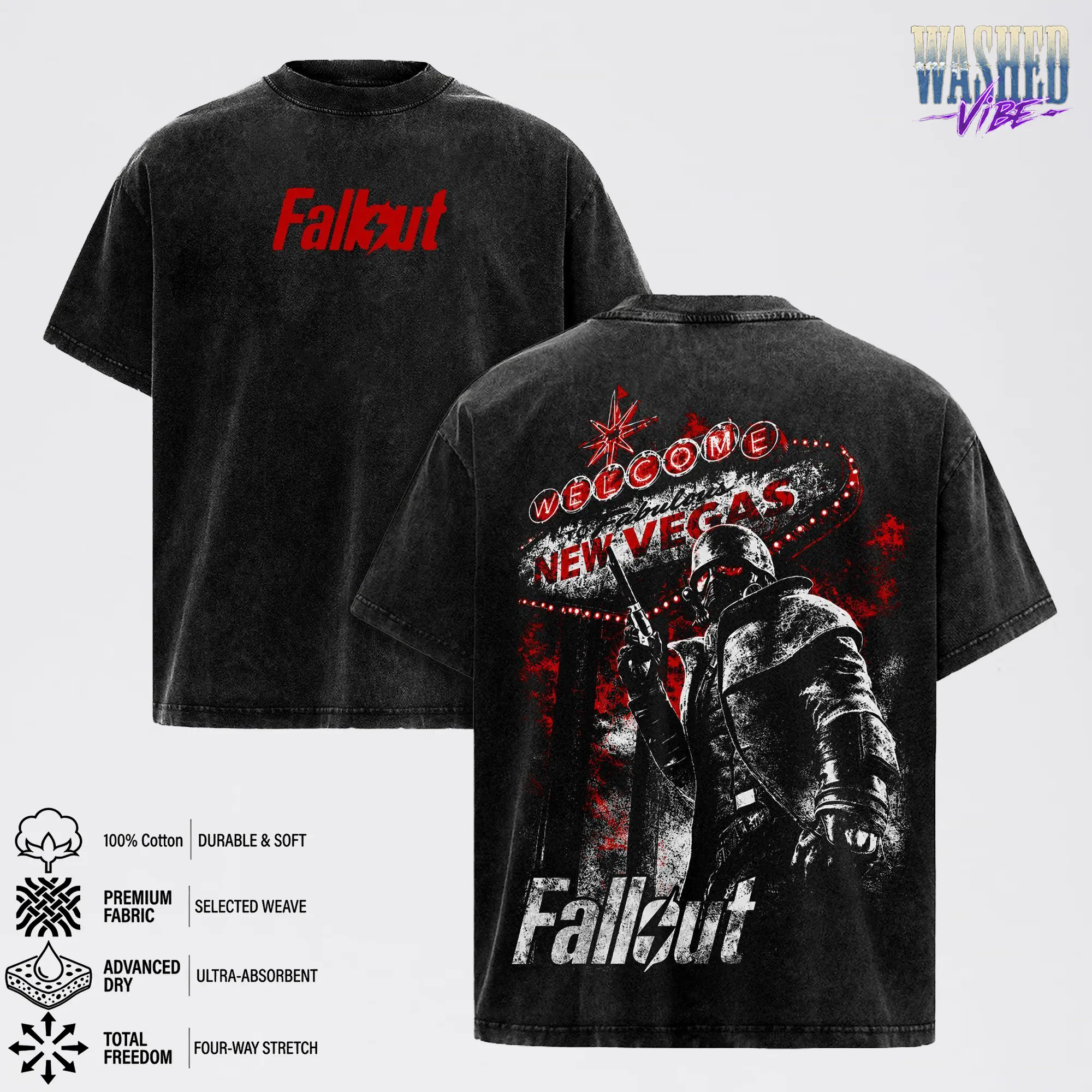 Fallout New Vegas T-Shirt, Hoodie & Sweatshirt, Post-Apocalyptic RPG Game Apparel, Mojave Wasteland Ranger Graphic Clothing, Retro Gamer Streetwear, Vault Survivor Fan Gift, Unisex Heavy Cotton Casual Top
