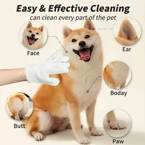 Pet Cleaning Gloves for Dogs and Cats, Low Allergy Bath Wipes, Odor Removal, No Rinse Hair Care, Perfect for Paws, Body, Tail, Lavender Scent