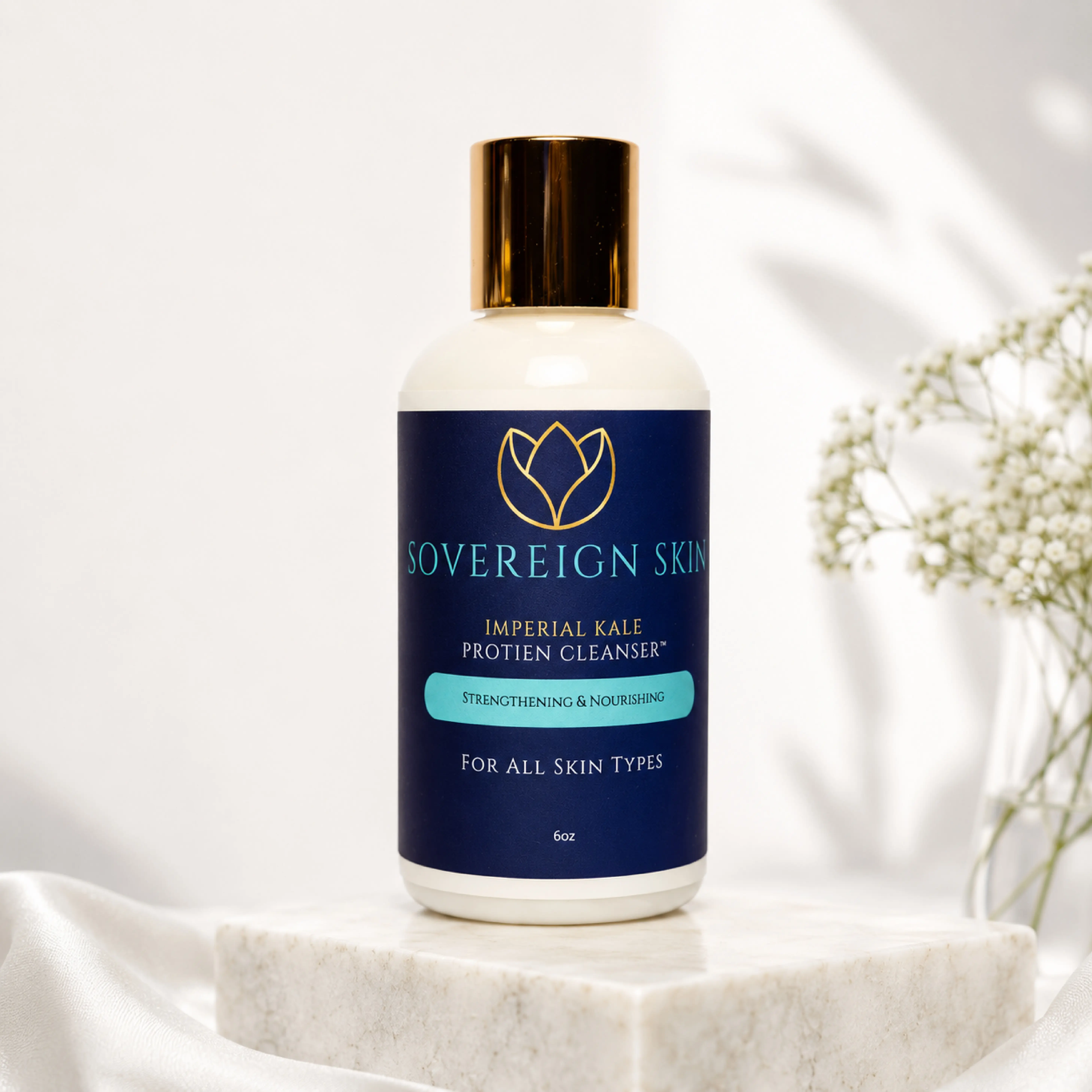 Sovereign Skin Imperial Kale Protein Cleanser — Nutrient-Rich Botanical Face Wash | Hydrolyzed Kale + Green Tea Antioxidant Cleanser for All Skin Types | 6 oz