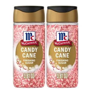 McCormick Finishing Sugar, Candy Cane, Limited Edition, Sweet Peppermint, Iconic Holiday Flavor, For Hot Chocolate, Chocolate Fudge, Bark, Cocktails, and More, 3.81 oz (Pack of 2)