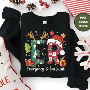 Emergency Department Christmas Sweatshirt/Hoodie/Tshirt, Cute ER Nurse Holiday Shirt, Festive Emergency Room Crewneck, Nursing Assistant Xmas Top, Cozy Gift For Medical Workers