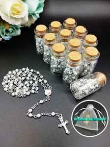 US LUOKASI 4/12pcs Baptism Favors White Beads Rosary in Wishing Bottle Perfect for DIY Baptism Favors Holy Communion Recuerdos De Bautizo Quinceanera Christening Primera Communions Gifts Baby Shower Wedding Souvenirs