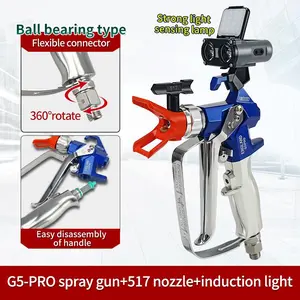 3600Psi Airless Paint Sprayer Gun 4 Finger Trigger 24.8MP High Pressure Spray Tool with 517 Tip Guard Flexible Connector for Professional DIY Projects