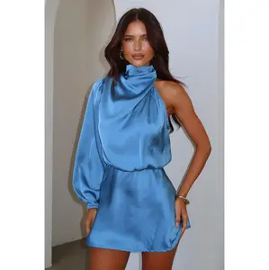 Santorini One Shoulder Dress - Blue