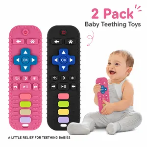 Teething Toys for Babies 0-12 Months, 2 Pack Silicone Remote Control Teethers, BPA-Free Textured Infant Soother for Gum Relief, Teething Toy Teethers