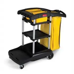 Rubbermaid Commercial Products RCP9T7200BK Cleaning Cart- High Cap- 4 Casters- 21-.75in.x49-.75in.x38-3-10in.