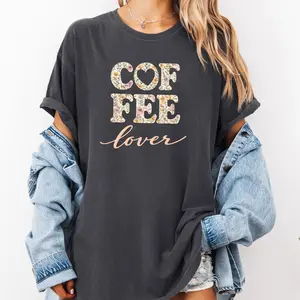 Flower Coffee Lover DTF Comfort Colors Graphic T-Shirt, Relax Fit, Soft Print