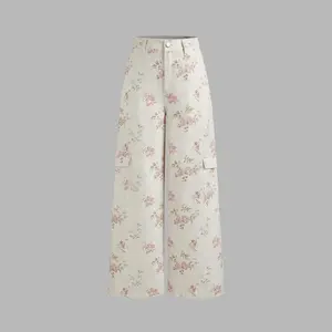 Cider [size 0-26] 100% Cotton Mid Rise Floral Cargo Wide Leg Pants