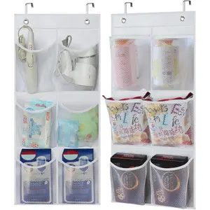 2 Packs Narrow Over the Door/Wall Shoe Organizer Cruise, Small  Shoe Rack for Closet with Clear Mesh Pocket for Bathroom, RV, Pantry, Camping (White)