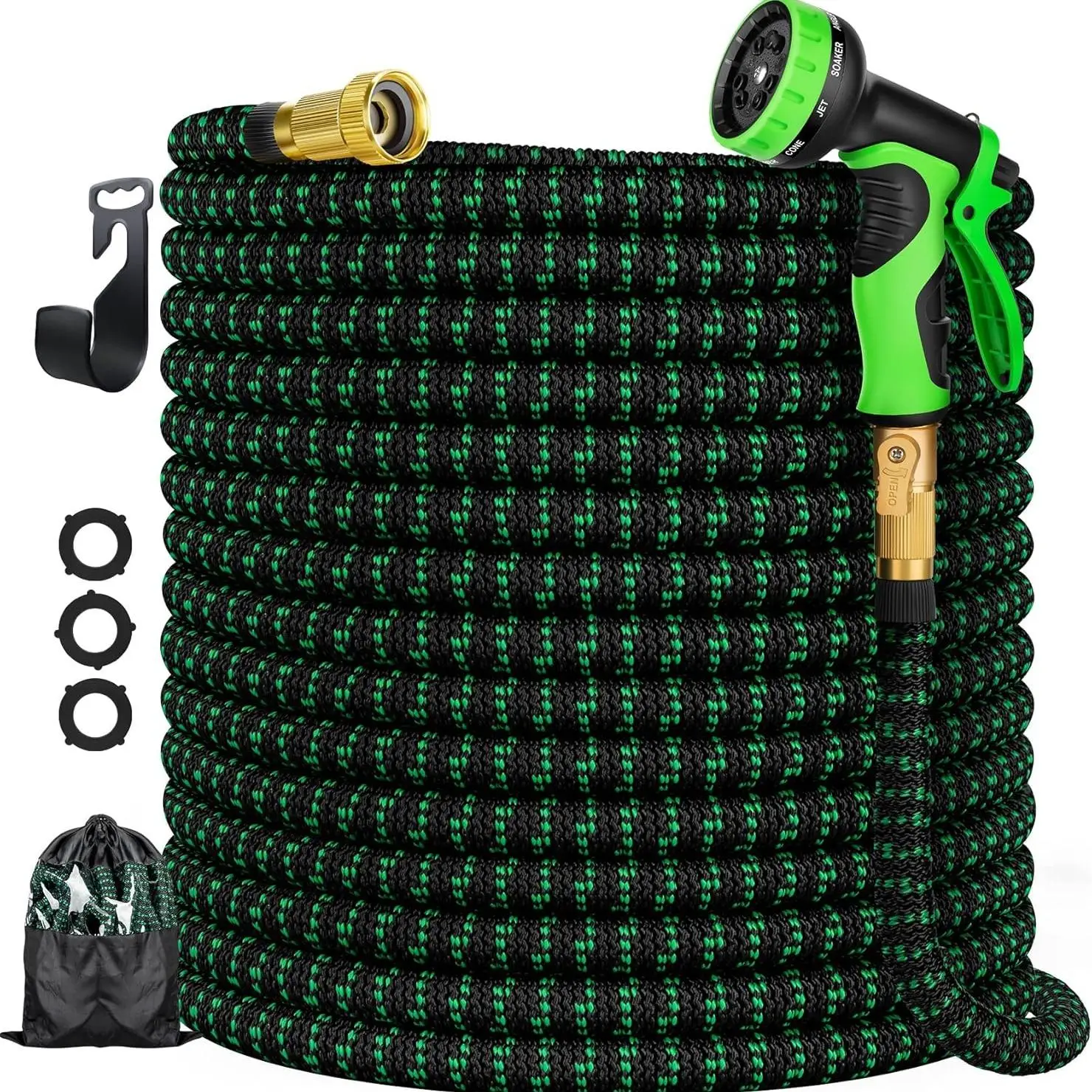 3750D 100ft Garden Hose with Sprayer, 1 Set Lightweight & Flexible Water Hose with 10-pattern Spray Nozzle, Durable & Leak-Proof Hose Pipe for Garden