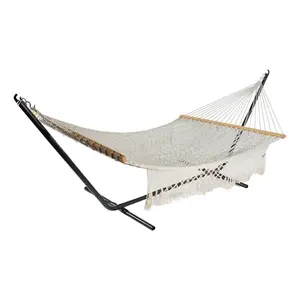 Northlight 74" Lattice Macrame Rope Hammock w/Wooden Bars