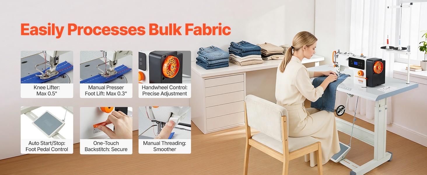 Industrial 550W Lockstitch Sewing Machine Set With Servo Motor And Table Stand, High Speed 5000 SPM, All Metal Frame, LCD Panel, Bright LED Work Light, Quilting And Garment Sewing For Cotton Wool Denim Leather Canvas Industrial 550W Lockstitch Sewing Machine Set With Servo Motor And Table Stand, High Speed 5000 SPM, All Metal Frame, LCD Panel, Bright LED Work Light, Quilting And Garment Sewing For Cotton Wool Denim Leather Canvas
