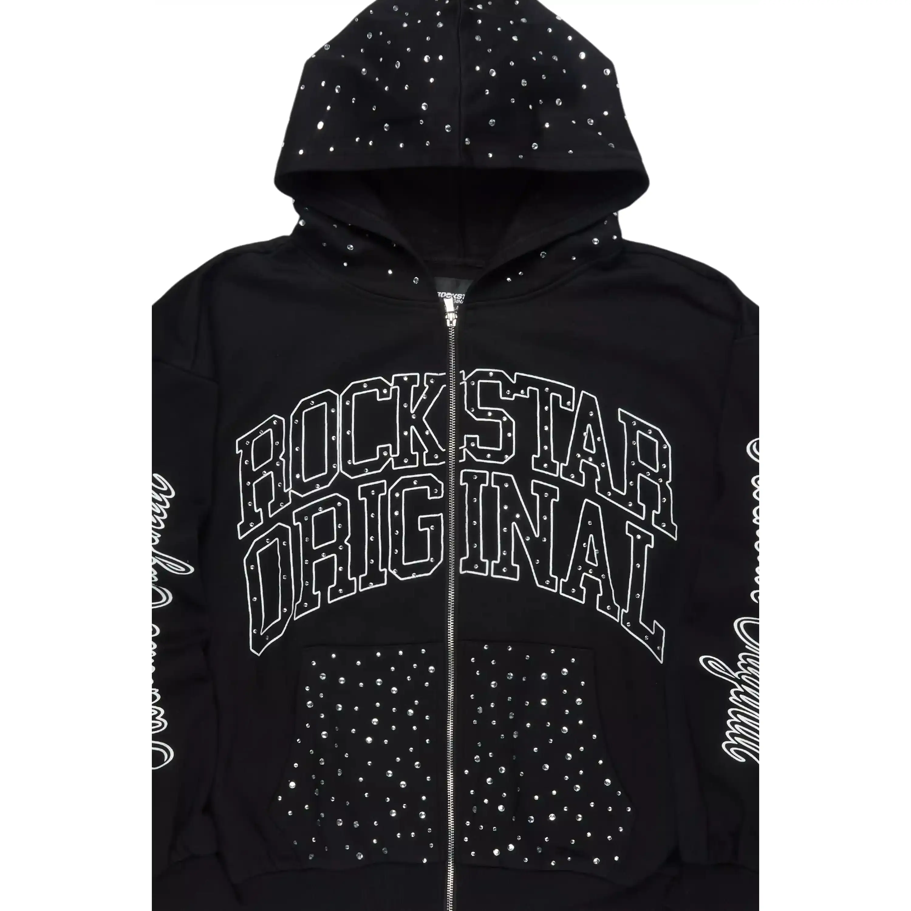 Alvina Black Rhinestone Zip Up Hoodie - TikTok Shop
