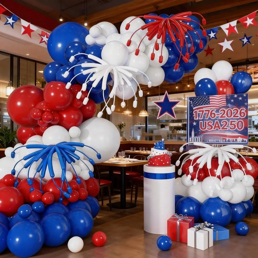 250th Anniversary Usa Balloon Decoration Set, 130 Blue Balloons, DIY Fireworks Balloons, 4th of July Party Decorations, Balloon Garland, Balloon Arch Backdrop, Balloon Arch Kits