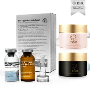 [JSNR Official] Freeze-Dried Peptide Shot Mini Set – 2 Weeks Fresh Activation Face Lifting Kit (Serum) + Deep Clean Repair Cream + Hydrating Moisture Cream, Blue Copper Peptide Ampoule Powder, Anti-Aging Cleanse & Repair Glow Skincare Set