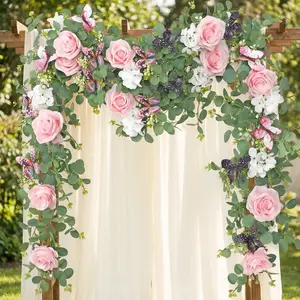 Artificial Rose Butterfly Vine, Artificial Flowers, Fake Eucalyptus Leaf Decorative Vine, Wedding Decoration, Tabletop Holiday Decor, 1 Piece