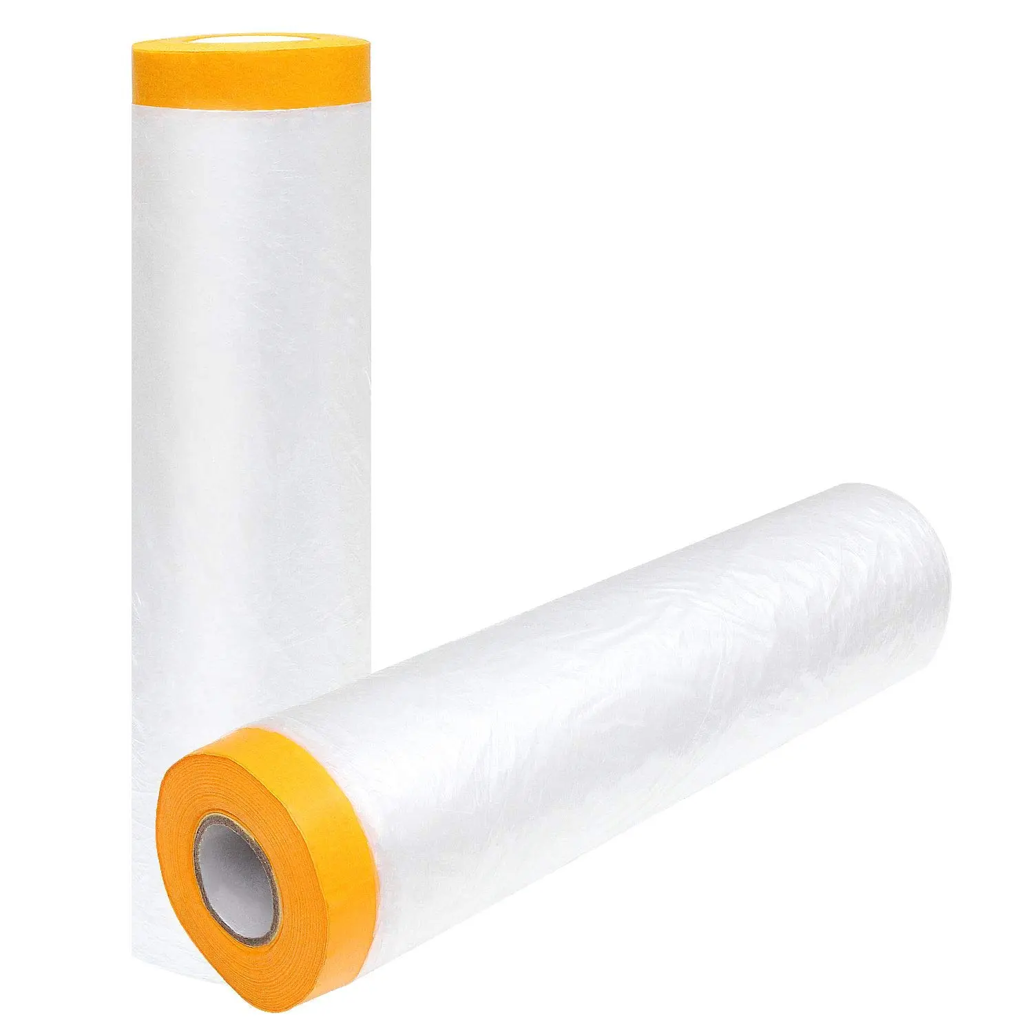 Pre-Taped Adhesive Polyethylene Masking Film Drop Cloth for Home Decoration - Cutting to Any Length, Easy Unfolding, Complete Protection from Dust and Pigment for Painting, Furniture, Household Appliances