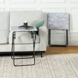 Homy Casa Joey Simple Folding Table 2 Pieces Free Installation Writing Desk for Home Computer Study Bedside Table Rental House Homework Class 48x38x66cm Compact Versatile Design