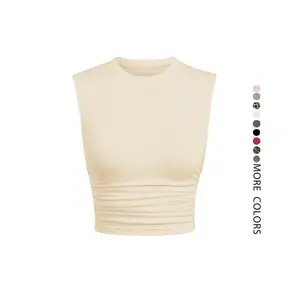 Women’s round-neck cropped top, casual sleeveless everyday top, four-season women’s apparel GARMENTARY