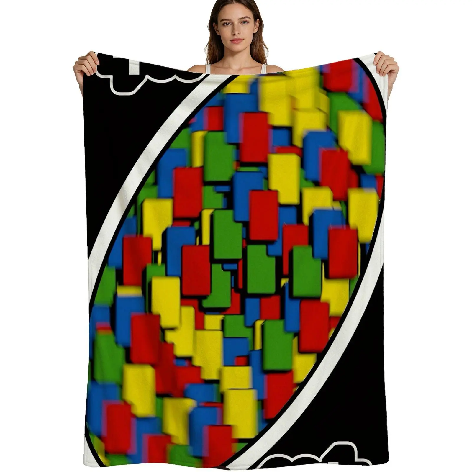 Gamer Flannel Blanket - Vibrant Block & Infinity Symbol Print, Soft Fleece Fabric, Multi-Size Option (4 Sizes), Room Decor, Single Pack for Home Use