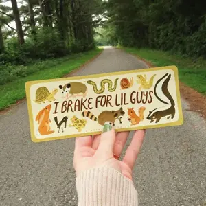 I Brake for Lil Guys Car Decal, Bumper Sticker for Friends to Critters, Laptop Water Bottle Decal Sticker