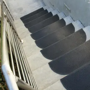 Rubber-Cal "Grip Tight" Rubber Step Mat - 10.25" x 29.875" inches - Black Stair Tread Runners - 6pk