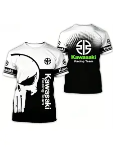 Summer men's T-shirt Y2K motorcycle Kawasaki T-shirt logo 3D printed casual T-shirt women's street plus size top