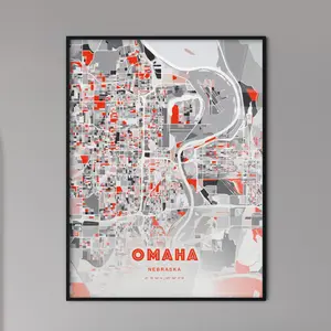 Modern Omaha Nebraska Map Custom Expressive Art Poster
