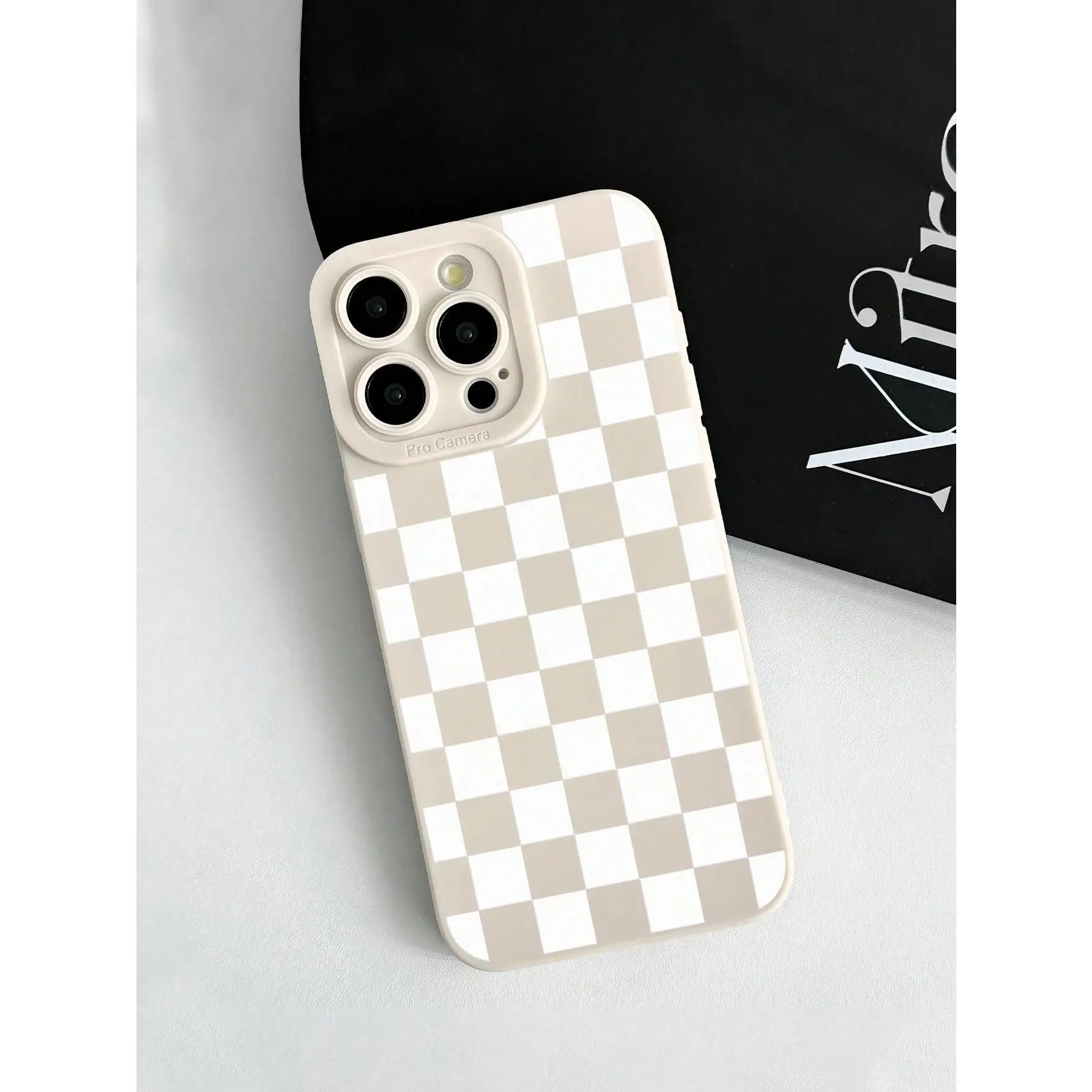 Y2K Matte Milky White Checkerboard TPU Smartphone Case - Cellphone Protector Cover, Stylish Mobile Phone Accessory, Compatible with iPhone 17/16/15/14/13/12/11, Ideal Christmas Gift for Loved Ones & Yourself, Accessories, Casing