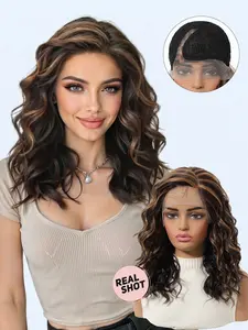12-Inch Luxurious Lace Front Wig, Heat-Resistant Synthetic Fiber, Realistic Hair Texture, Perfect for Parties and Daily Wear